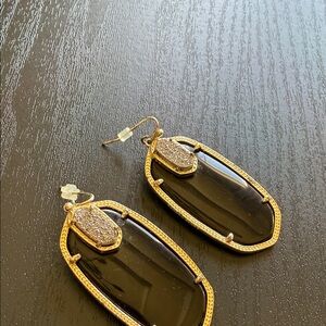 Kendra Scott Black and Gold Dangle Earrings